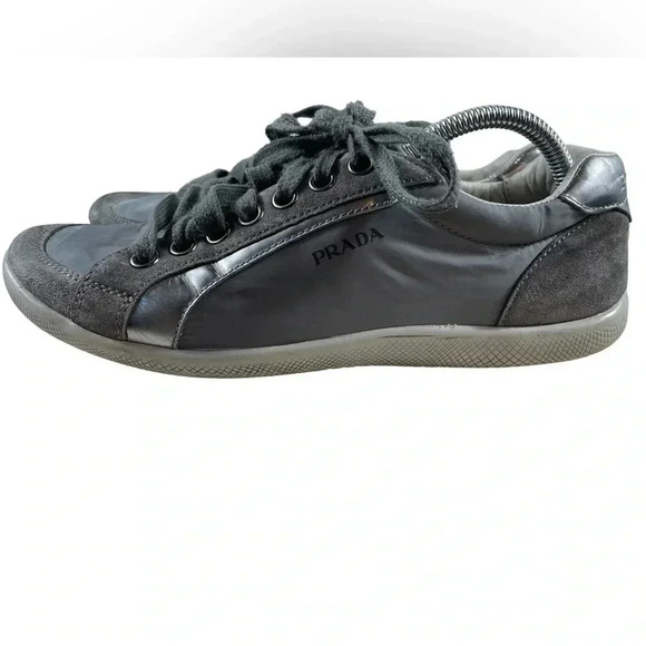 Prada Grey Lace Up Sneakers Size  6.5 - Picture 2 of 11